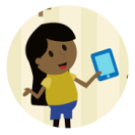 Niña con tablet en la mano